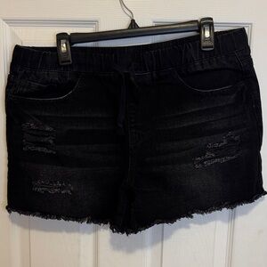 YMI Black Jean Shorts with Distressed Details
